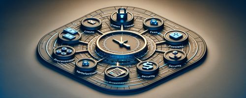 Limits, Gebühren, Bearbeitungszeiten sowie Verifikation und Sicherheit