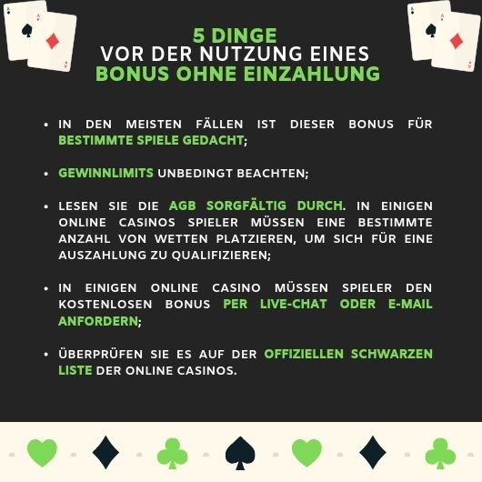 Checkliste für Bonus ohne Einzahlung