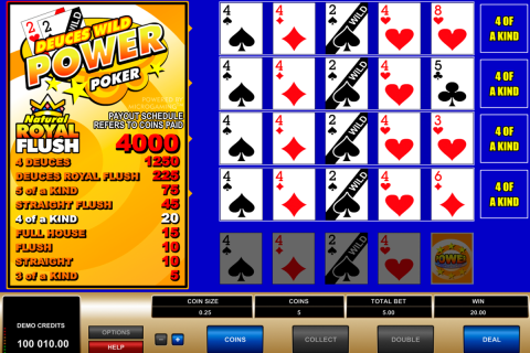 deuces wild  play power poker microgaming