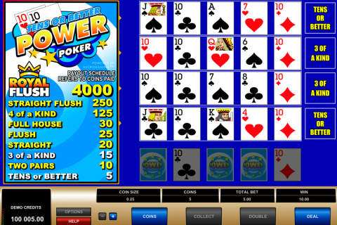 tens or better  play power poker microgaming